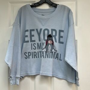Disney EEyore Waffle Cropped Long Sleeved Boxed Tee Shirt-Size XL